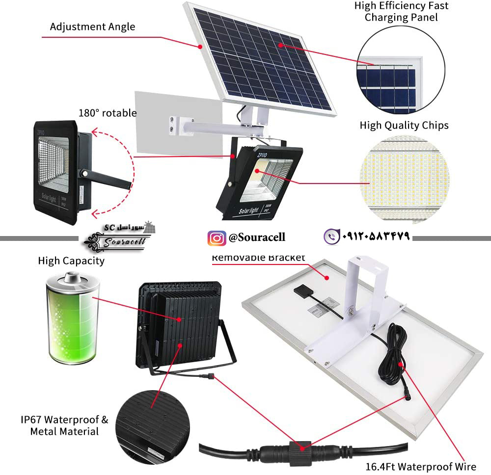 ویژگی های استفاده از انواع پروژکتور سولار خورشیدی در توان 100 وات کدام است؟